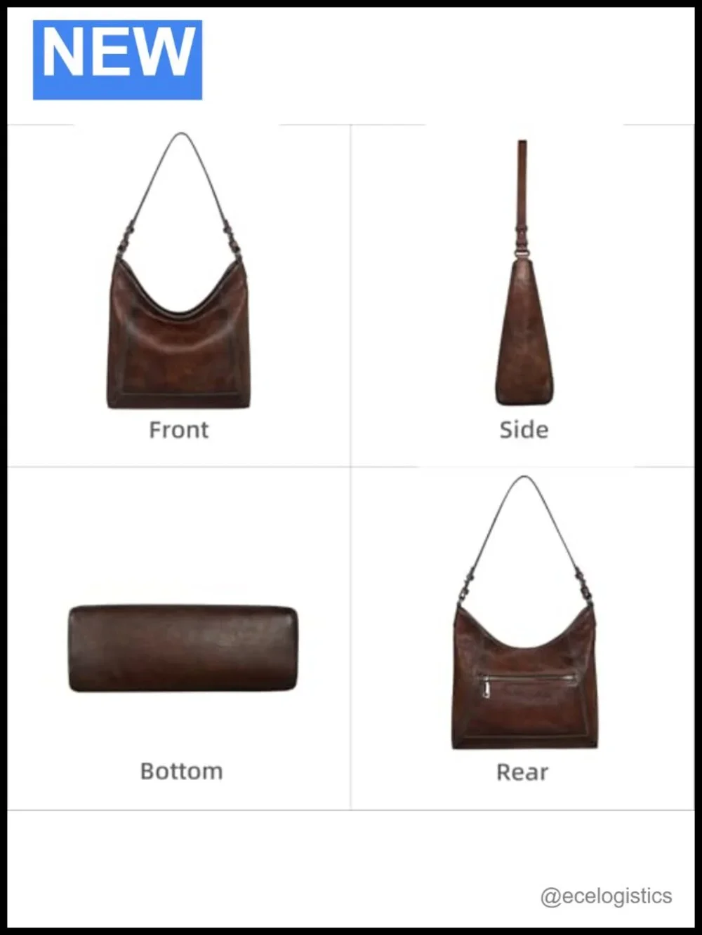 Genuine Leather Crossbody Hobo Bag Adjustable Straps Purse
